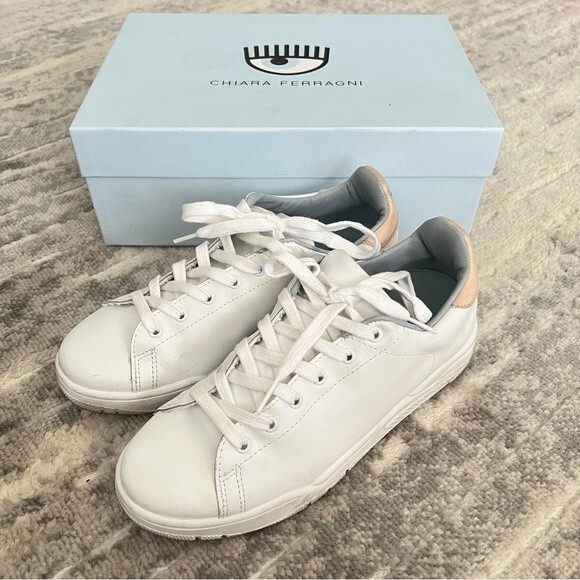 Chiara Ferragni Eye Fly Classic Lace Up Sneaker in White - Picture 3 of 13